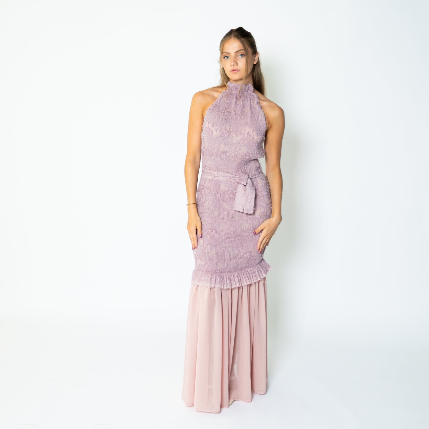 Open Back Maxi Dress Dusty Pink