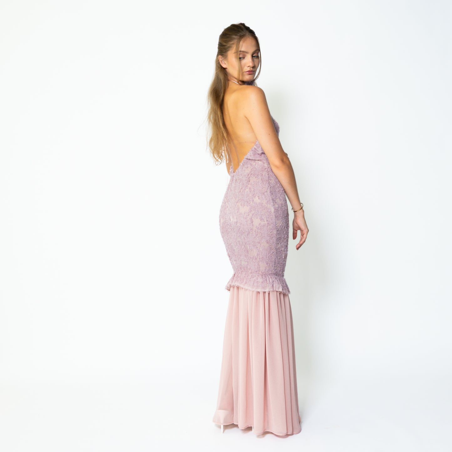 Open Back Maxi Dress Dusty Pink