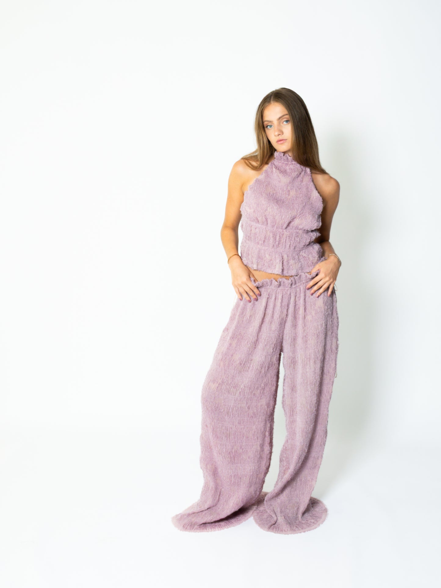Long Wide Trousers Dusty Pink