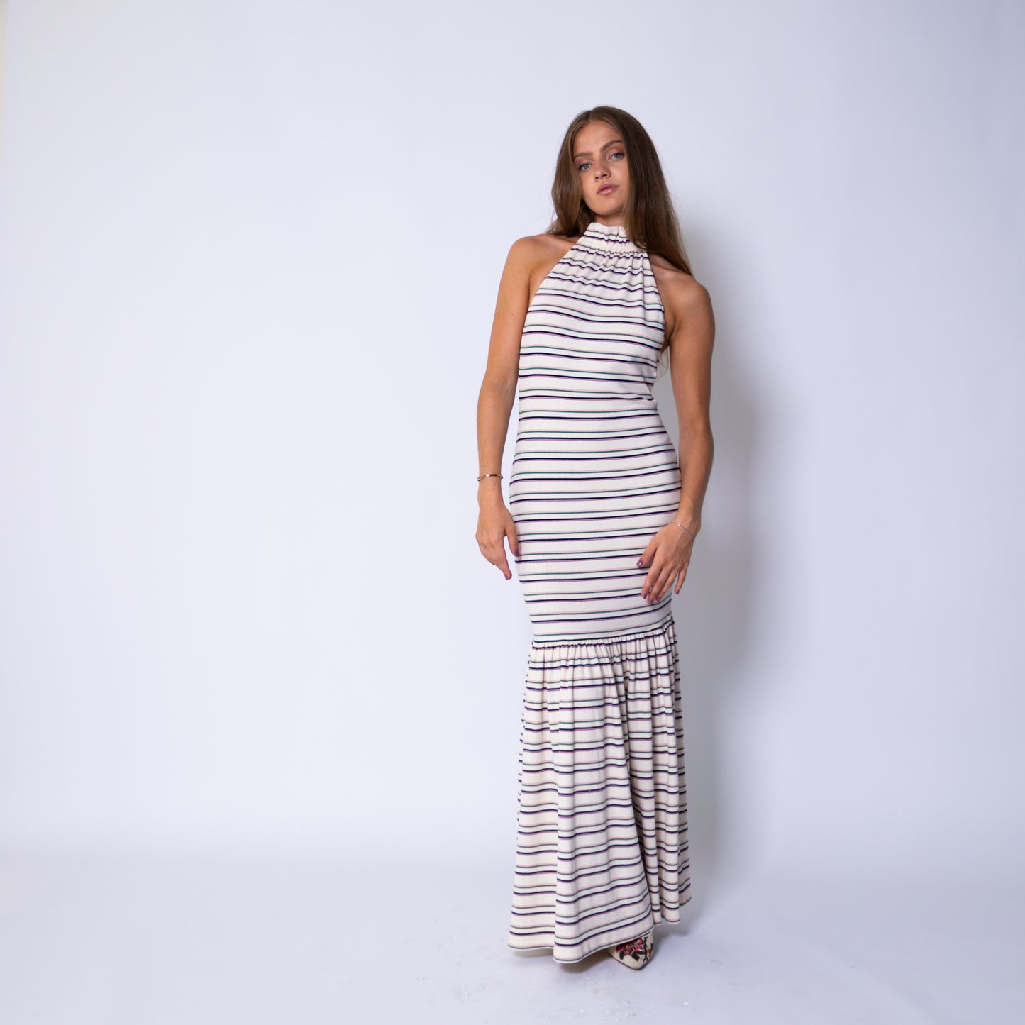Open Back Cotton Rib Maxi Dress