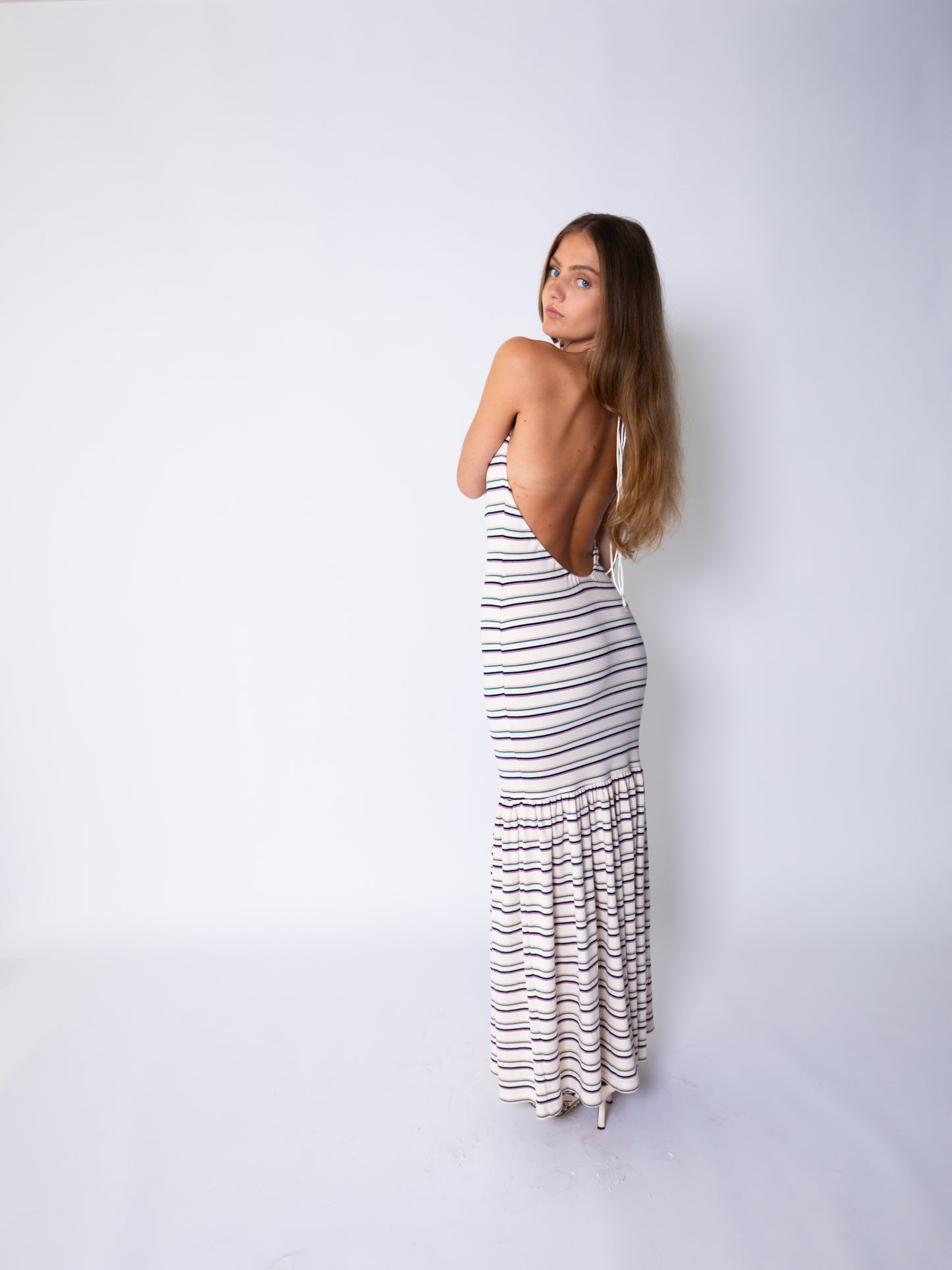 Open Back Cotton Rib Maxi Dress