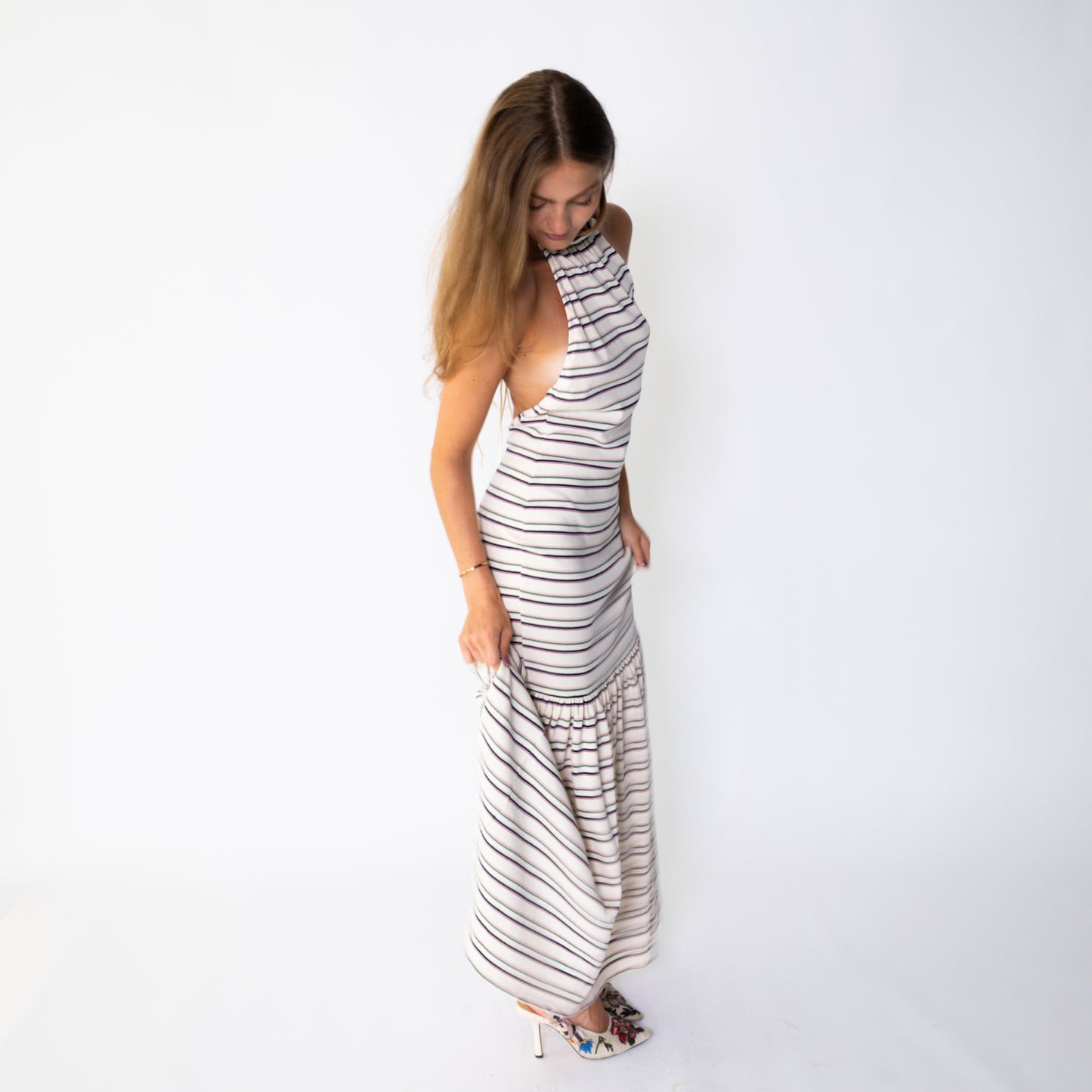 Open Back Cotton Rib Maxi Dress