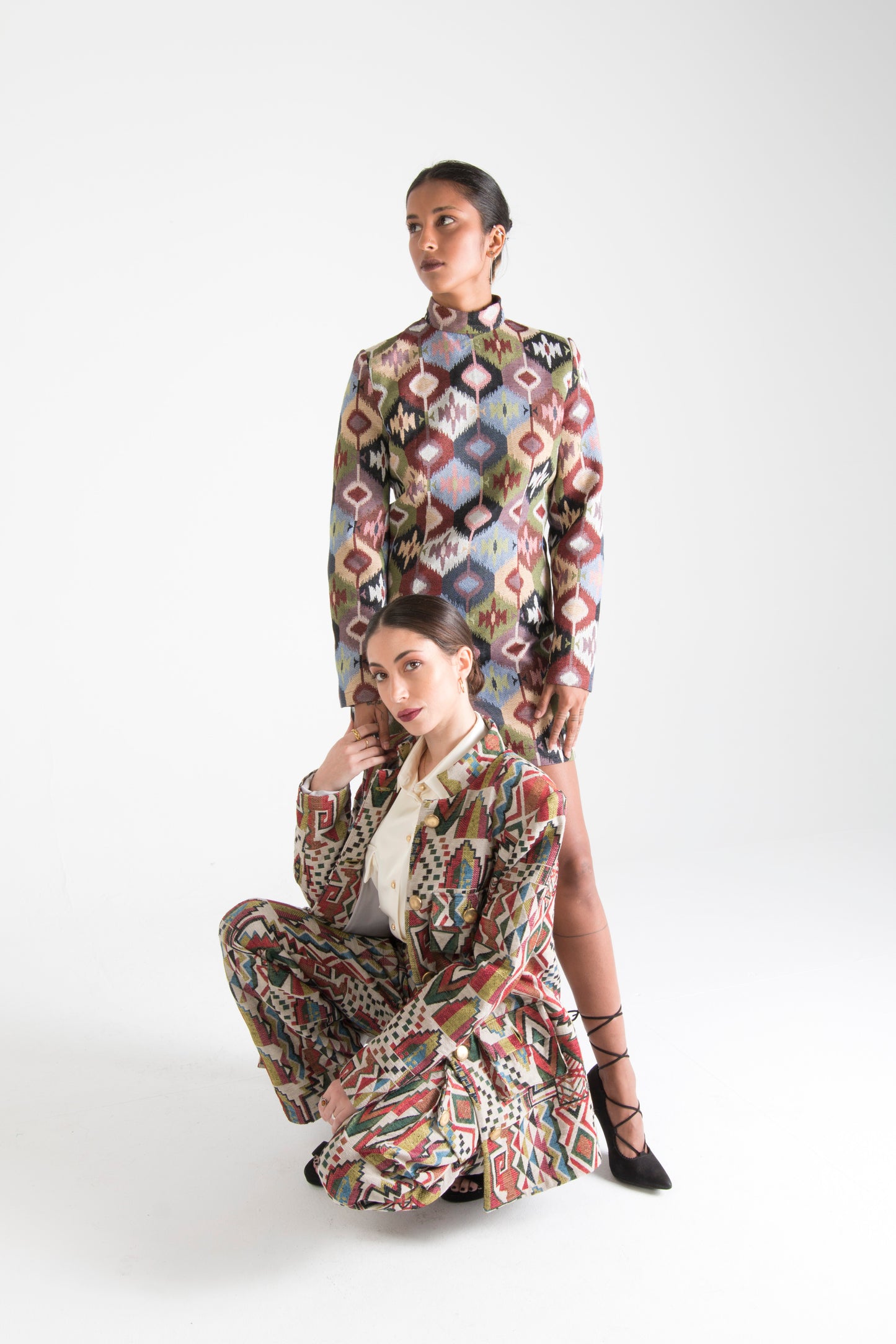 Multicolor Long Sleeve Mini Dress Circle