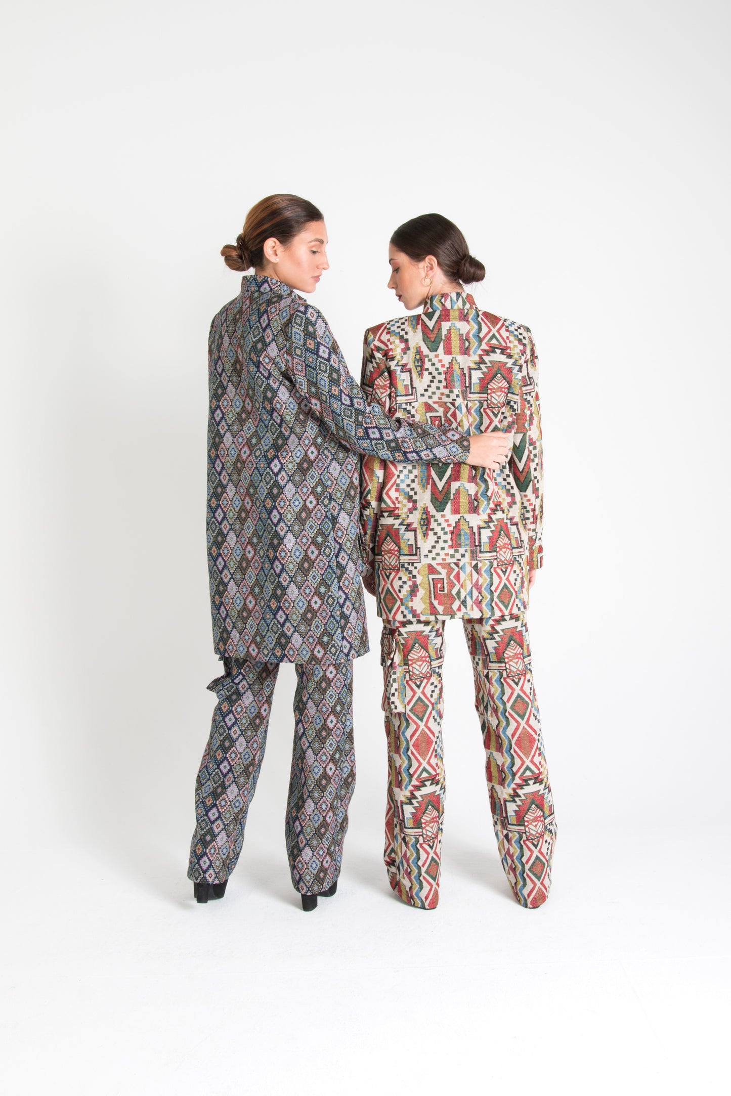 Multicolor Long Trousers with Pockets Square