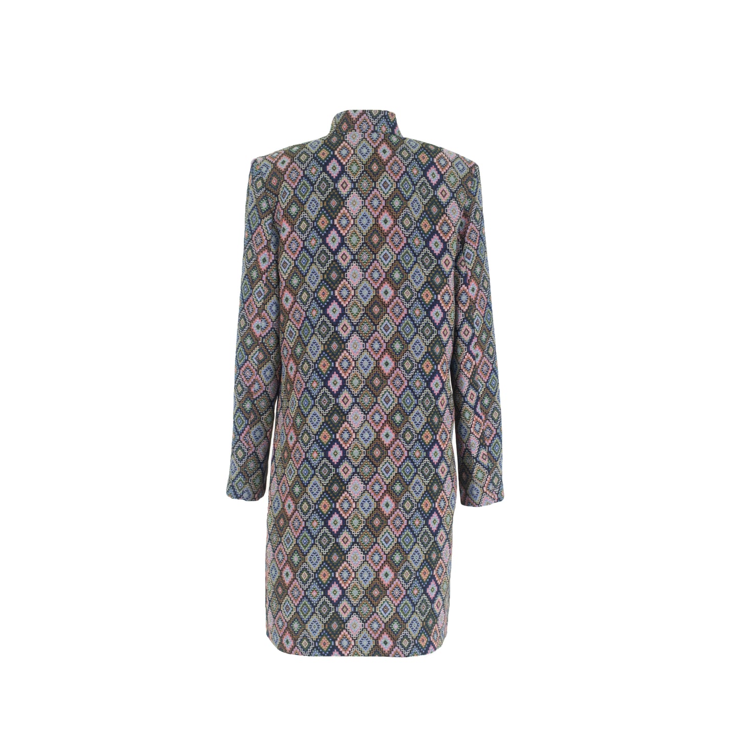 Multicolor Long Jacket with Pockets Square