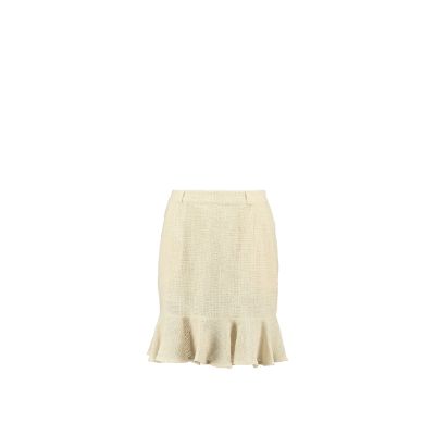 Light Weight Cotton Knit High Waist Skirt with Ruffled Hem Sand - PRE ORDER