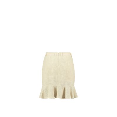 Light Weight Cotton Knit High Waist Skirt with Ruffled Hem Sand - PRE ORDER