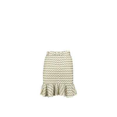 Light Weight Cotton Knit High Waist Skirt with Ruffled Hem Marine