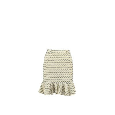 Light Weight Cotton Knit High Waist Skirt with Ruffled Hem Marine