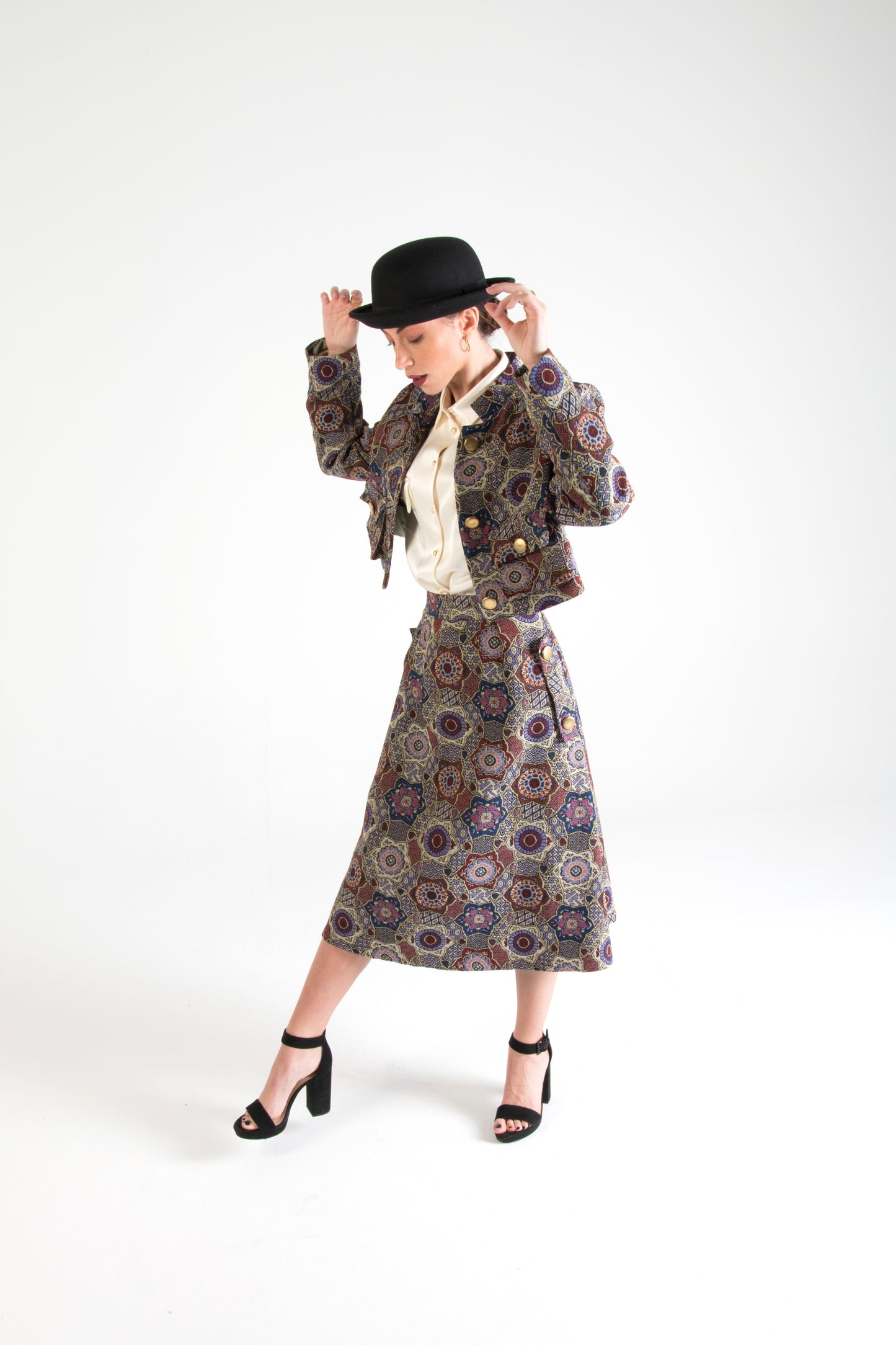 Multicolor Cropped Jacket with Pockets Indigo