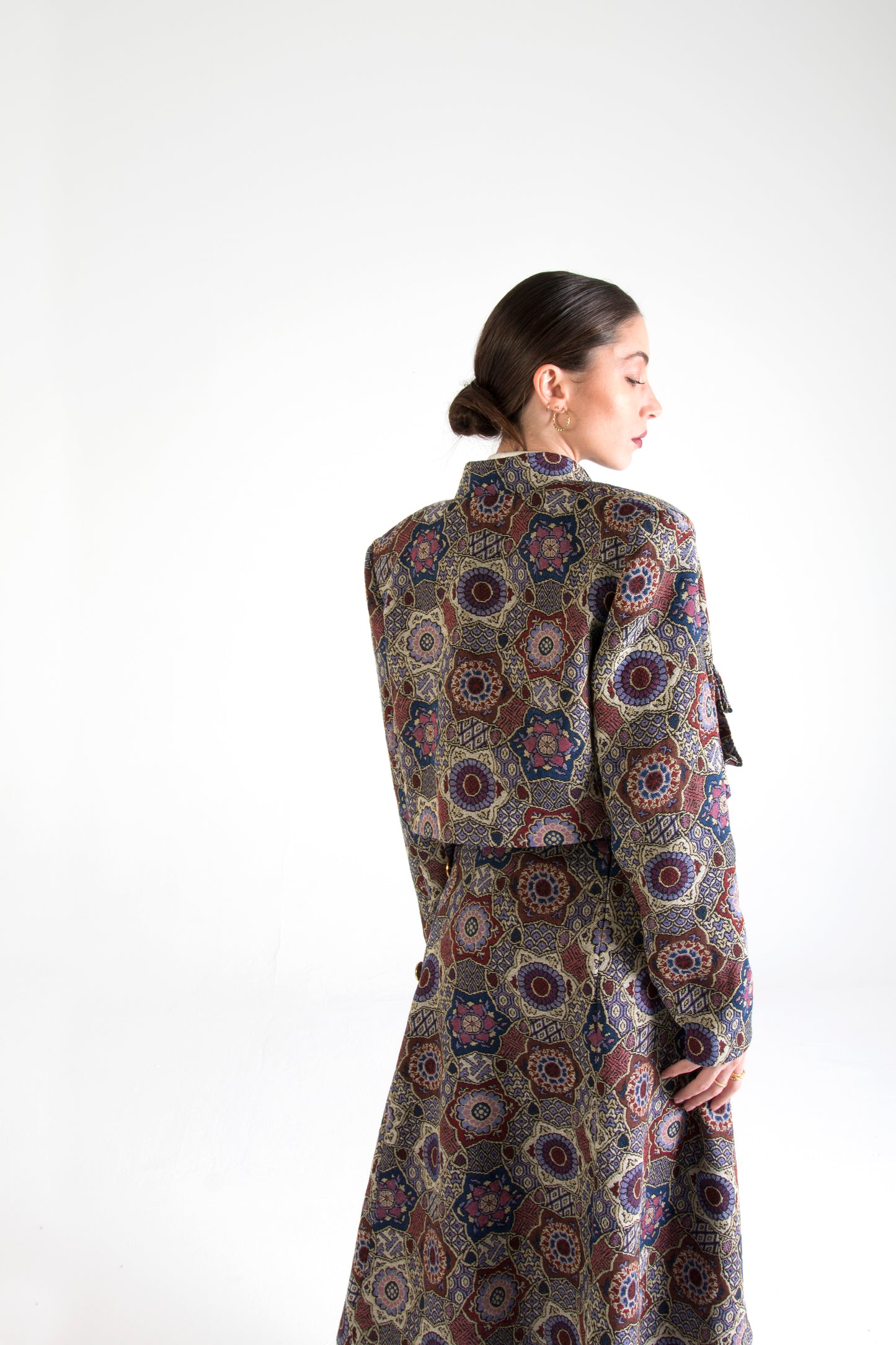 Multicolor Cropped Jacket with Pockets Indigo