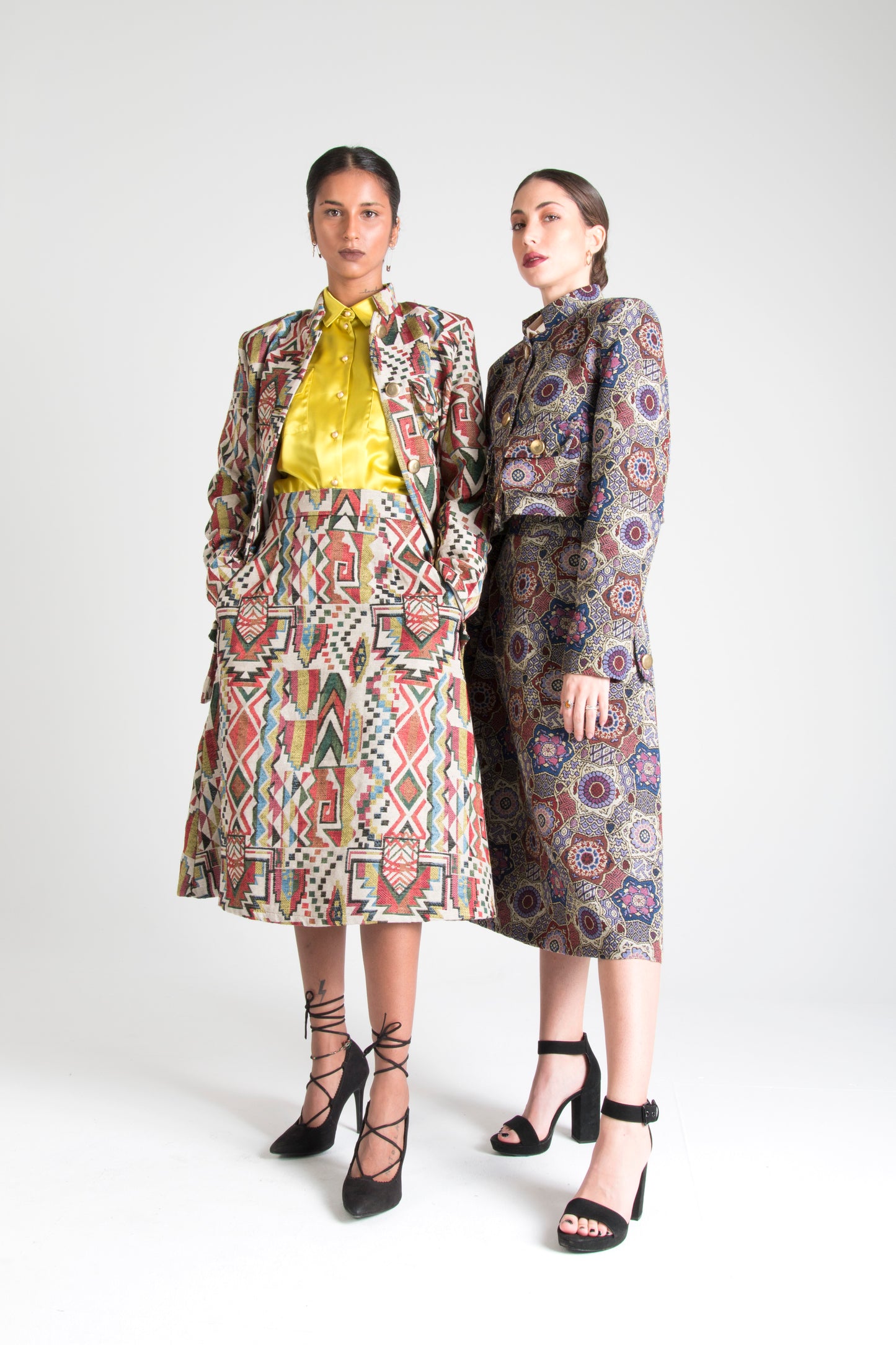 Multicolor Cropped Jacket with Pockets Indigo