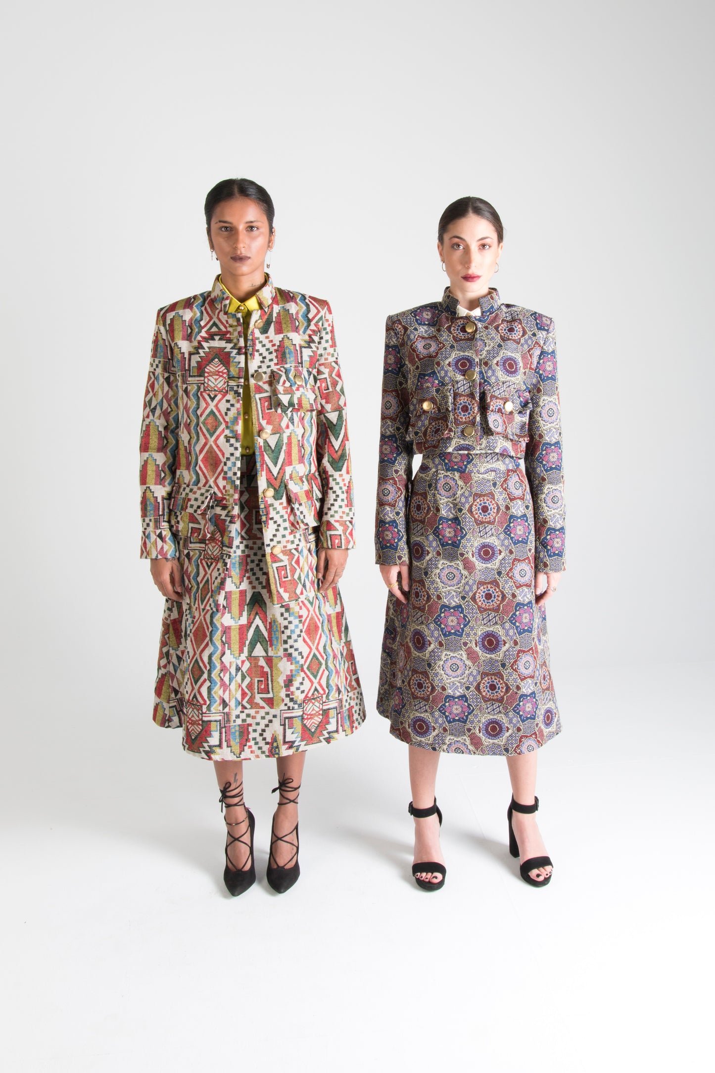 Multicolor Cropped Jacket with Pockets Indigo
