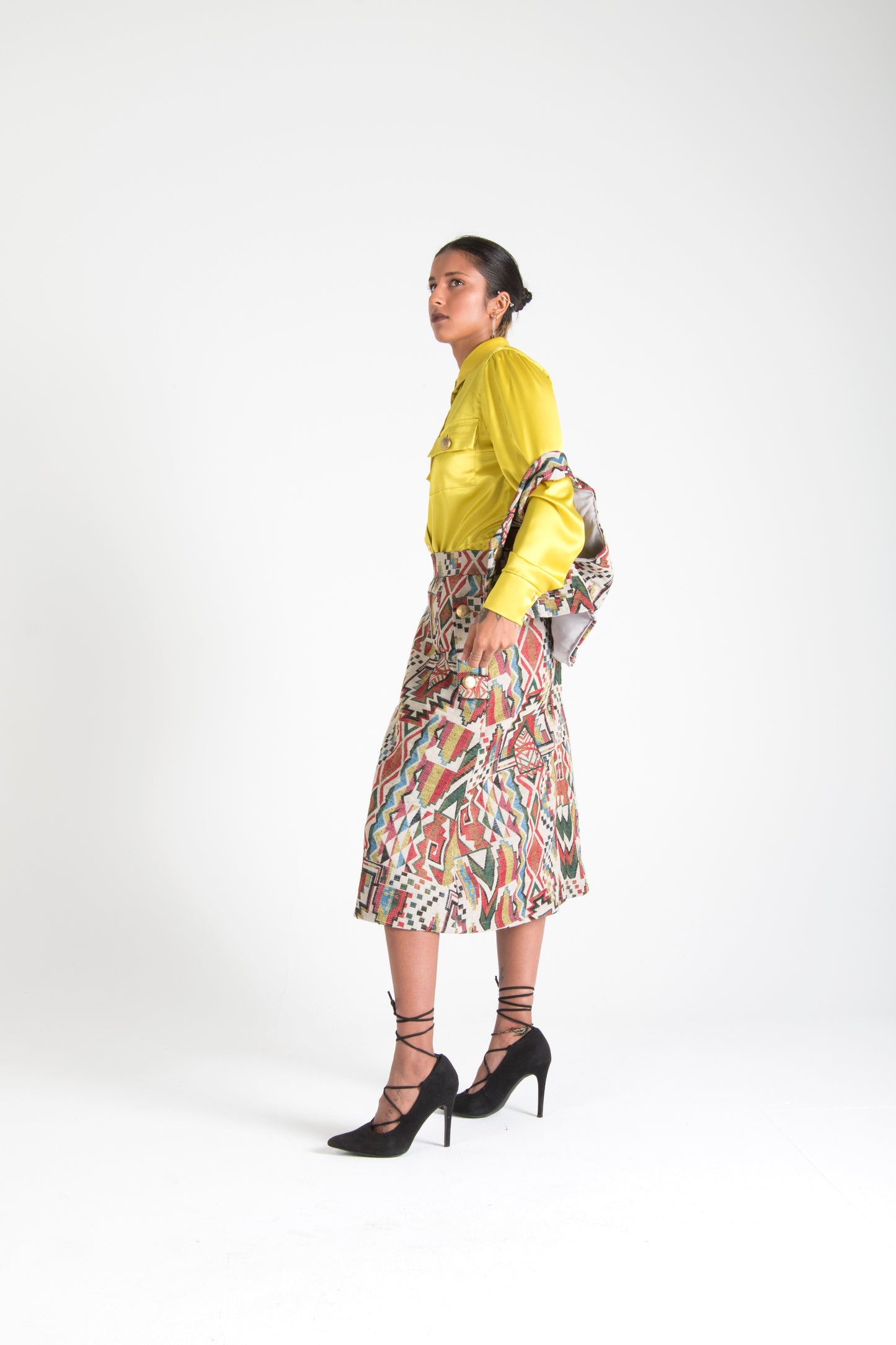 Multicolor Cropped Vest with Pockets