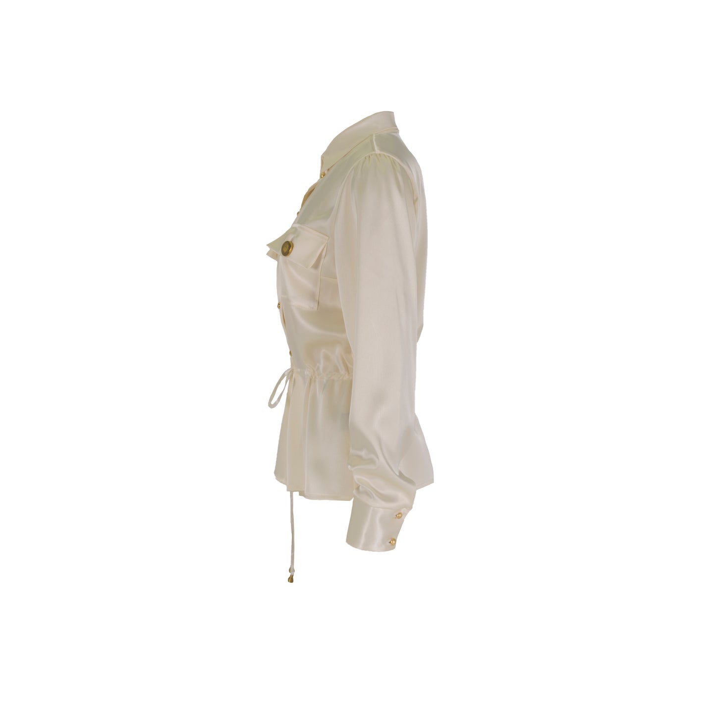 Long Sleeve Silk Shirt White
