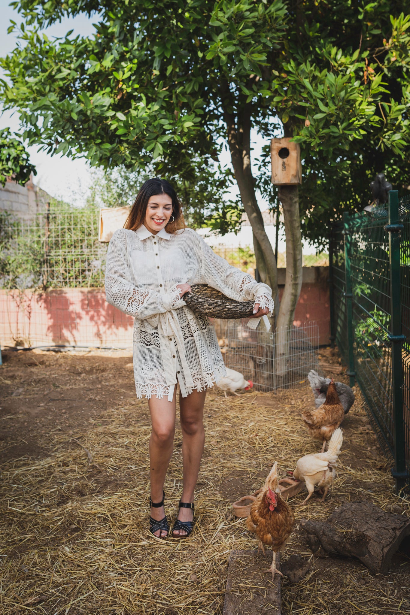 Long Sleeve Oversized Cotton Mesh Button Up Shirt