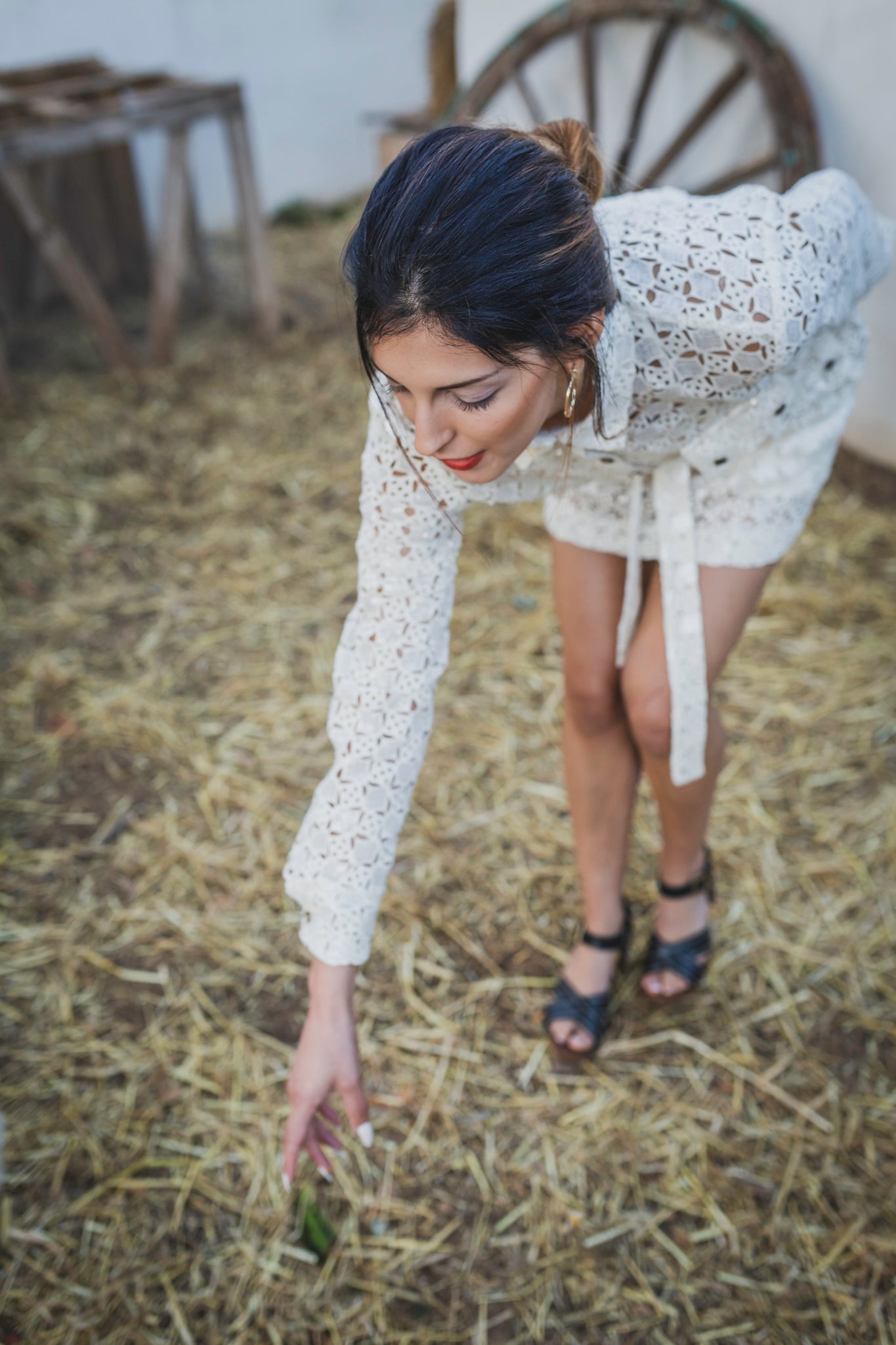 Long Sleeve Sequined Cotton Button Up Shirt