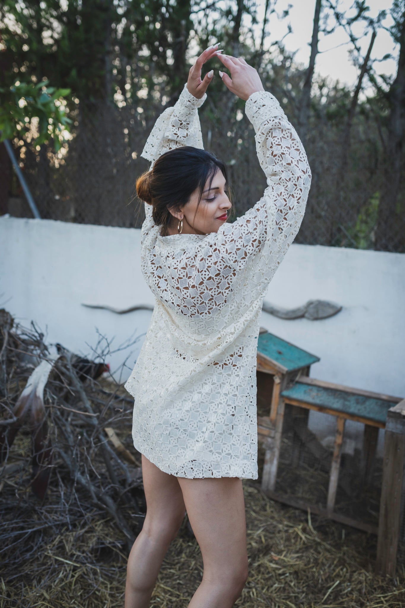 Long Sleeve Oversized Sequined Cotton Button Up Shirt
