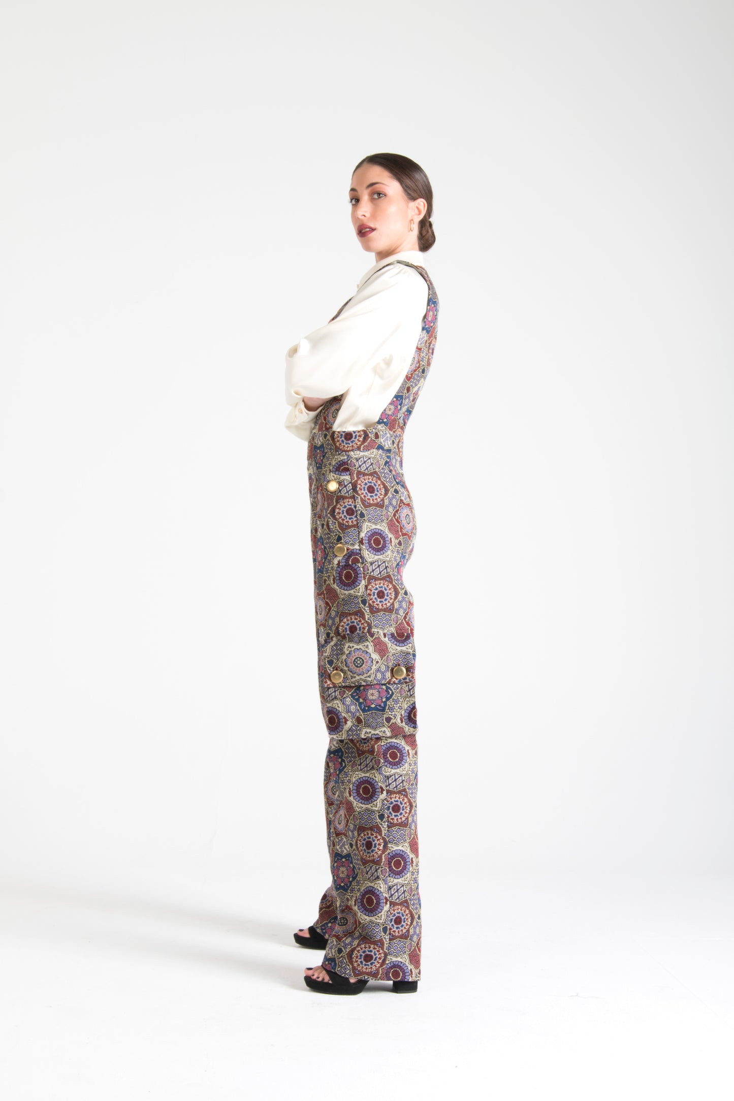 Multicolor Long Dungarees with Pockets
