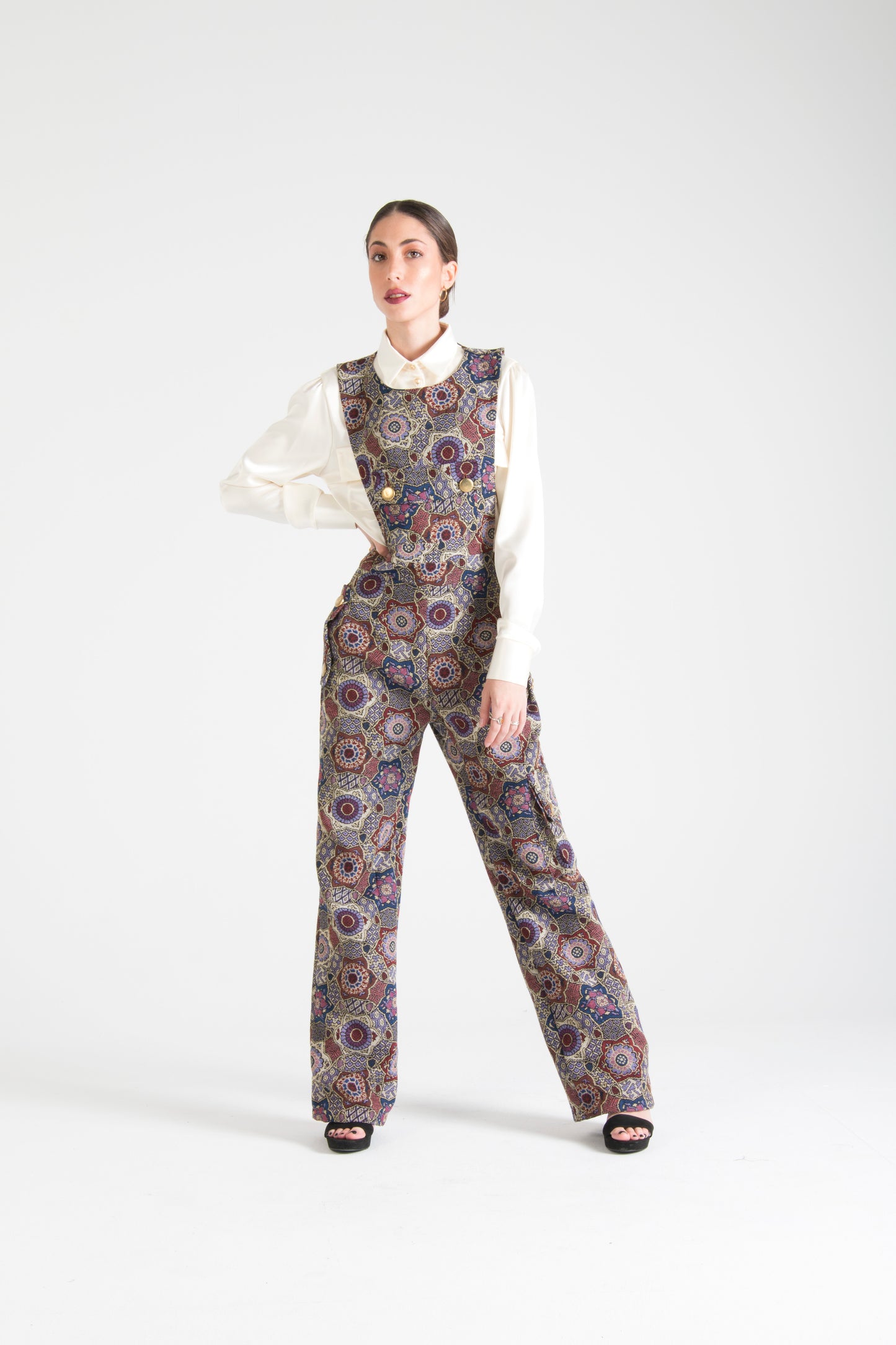 Multicolor Long Dungarees with Pockets