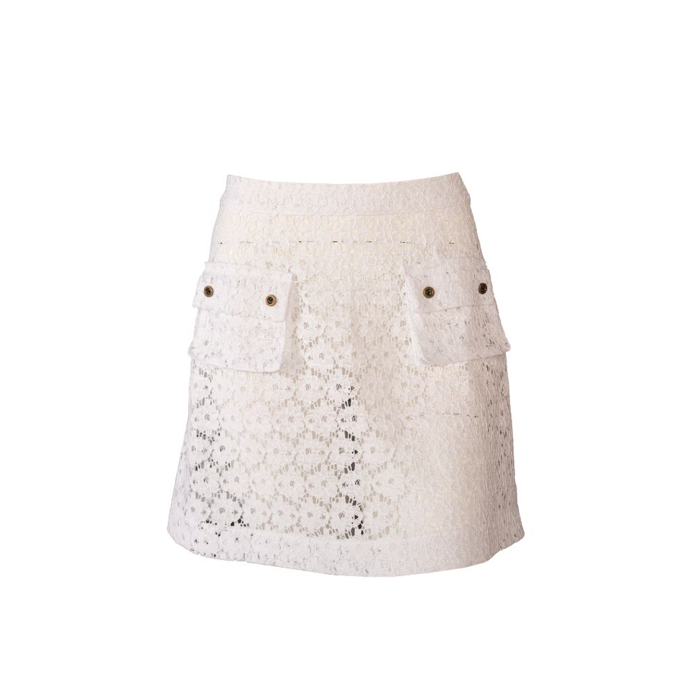 White Cotton Lace Mini Skirt