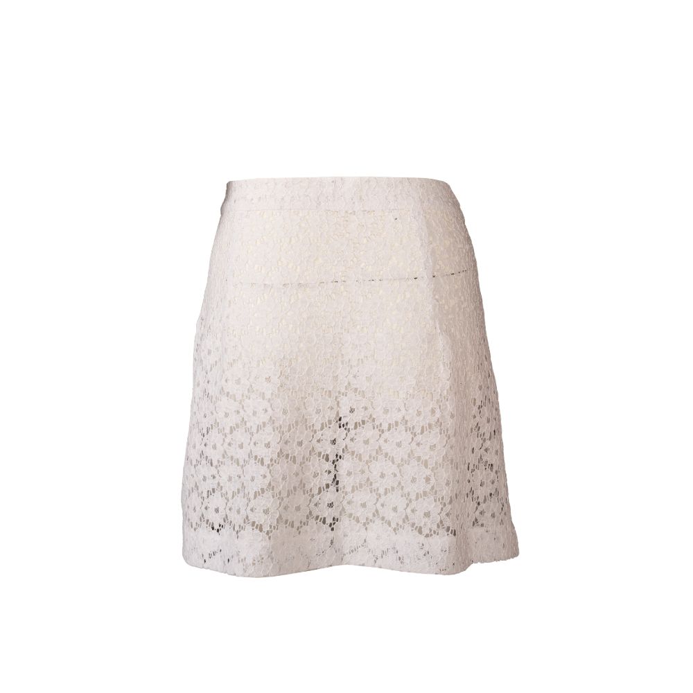 White Cotton Lace Mini Skirt
