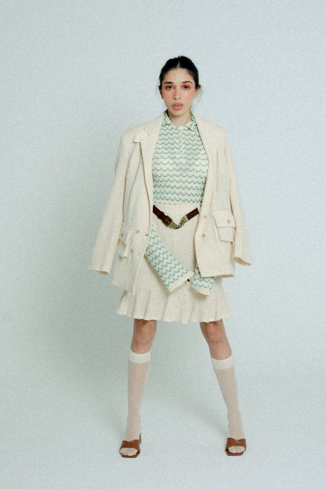 Light Weight Cotton Knit Oversized Blazer Sand