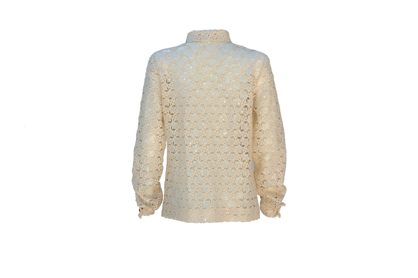 Long Sleeve Sequined Cotton Button Up Shirt