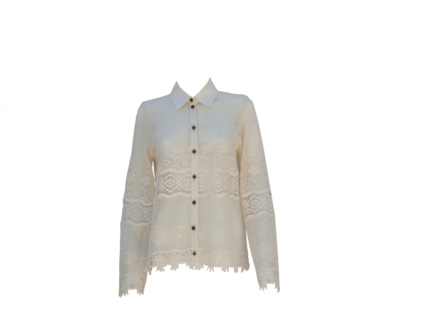 Long Sleeve Cotton Mesh Button Up Shirt