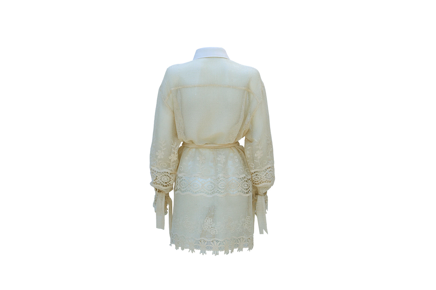 Long Sleeve Oversized Cotton Mesh Button Up Shirt