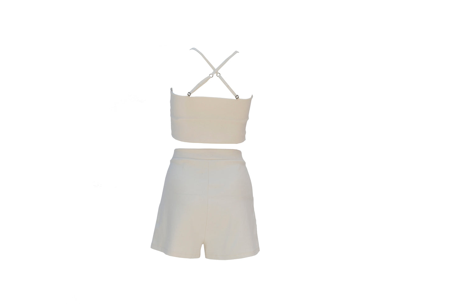 Natural white shorts and top set
