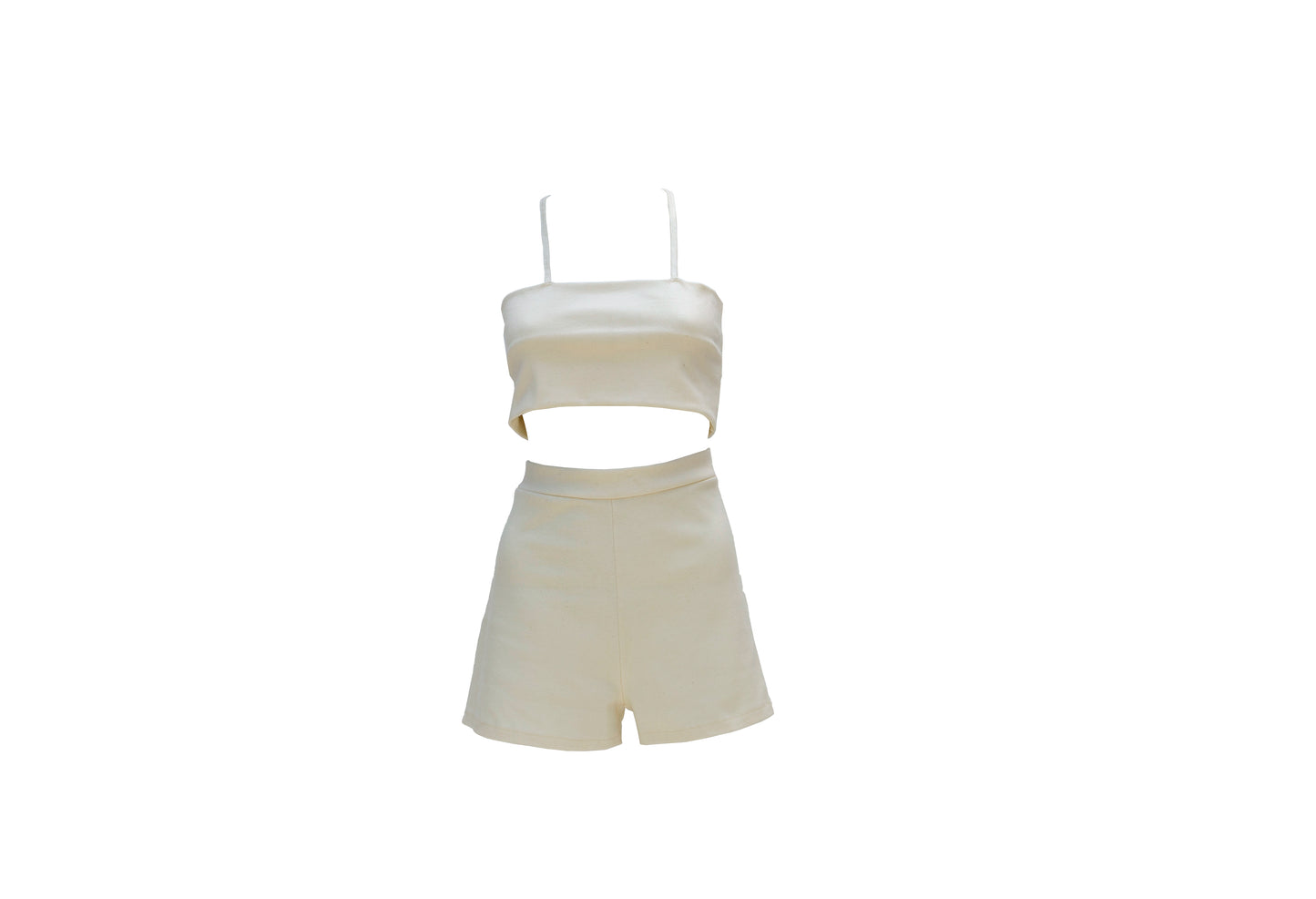 Natural white shorts and top set