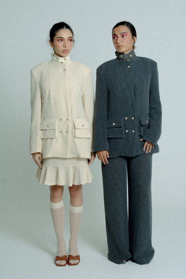 Light Weight Cotton Knit Oversized Blazer Sand