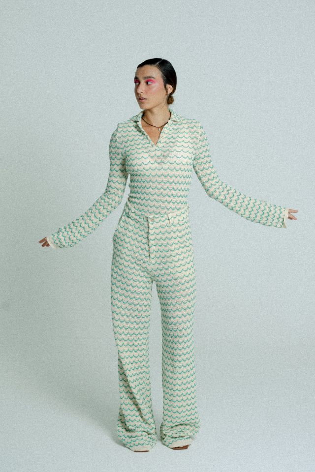 relax baby be cool cotton knit bell sleeve shirt green cream