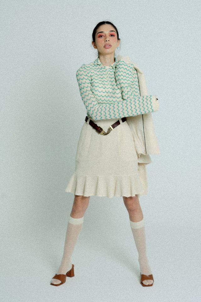 relax baby be cool cotton knit bell sleeve shirt green cream