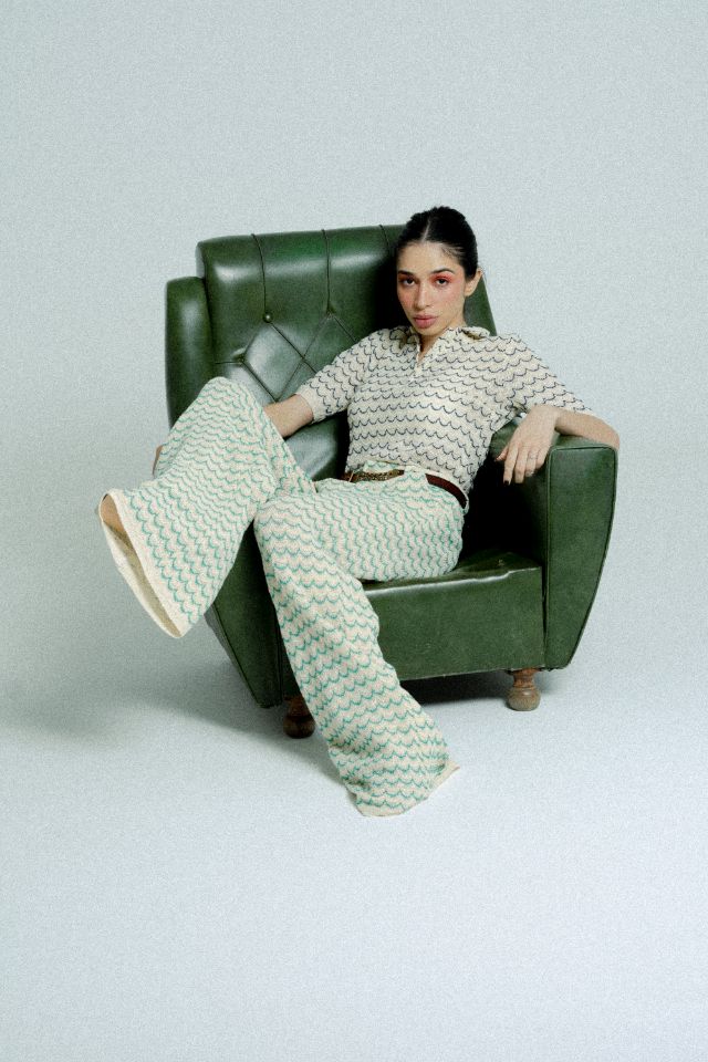 relax baby be cool cotton knit wide trousers green
