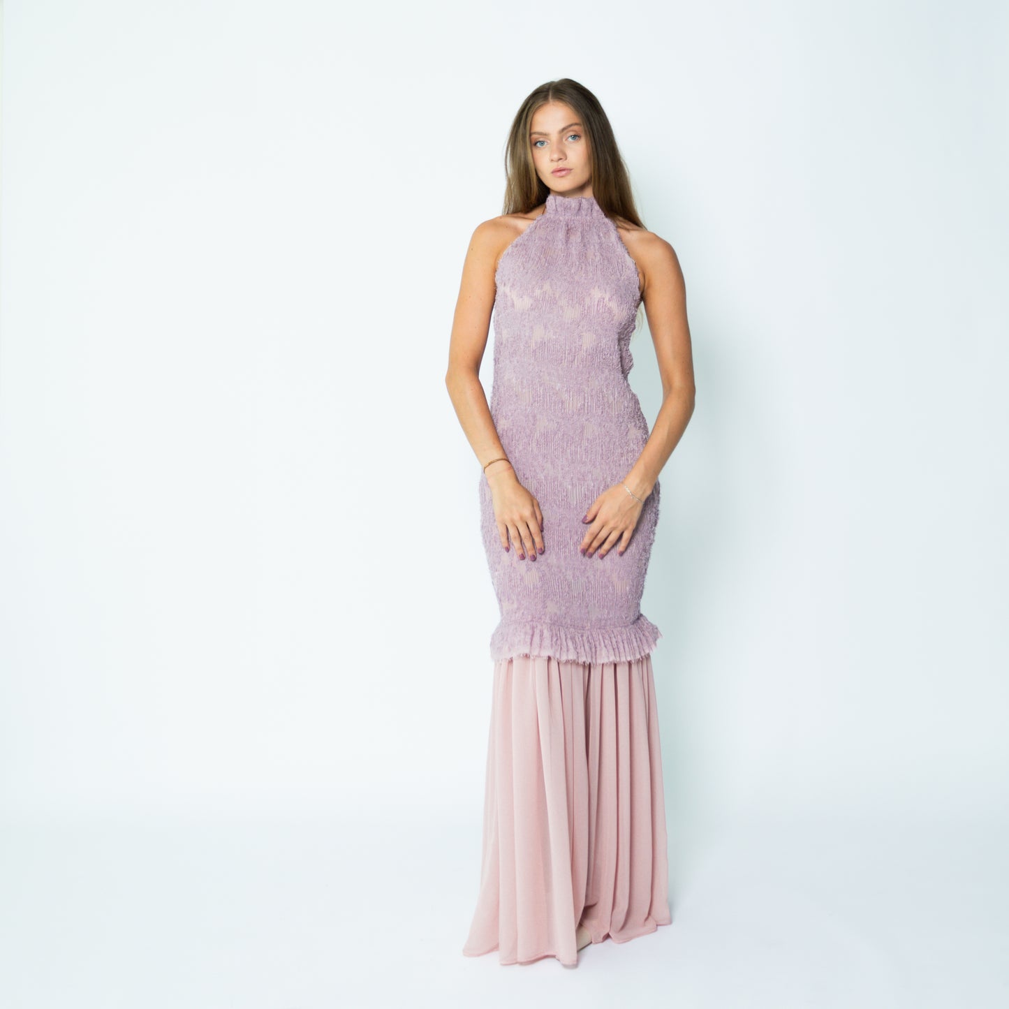 Open Back Maxi Dress Dusty Pink