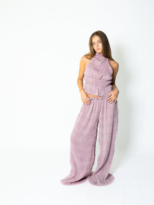 Open Back Halter Top Dusty Pink