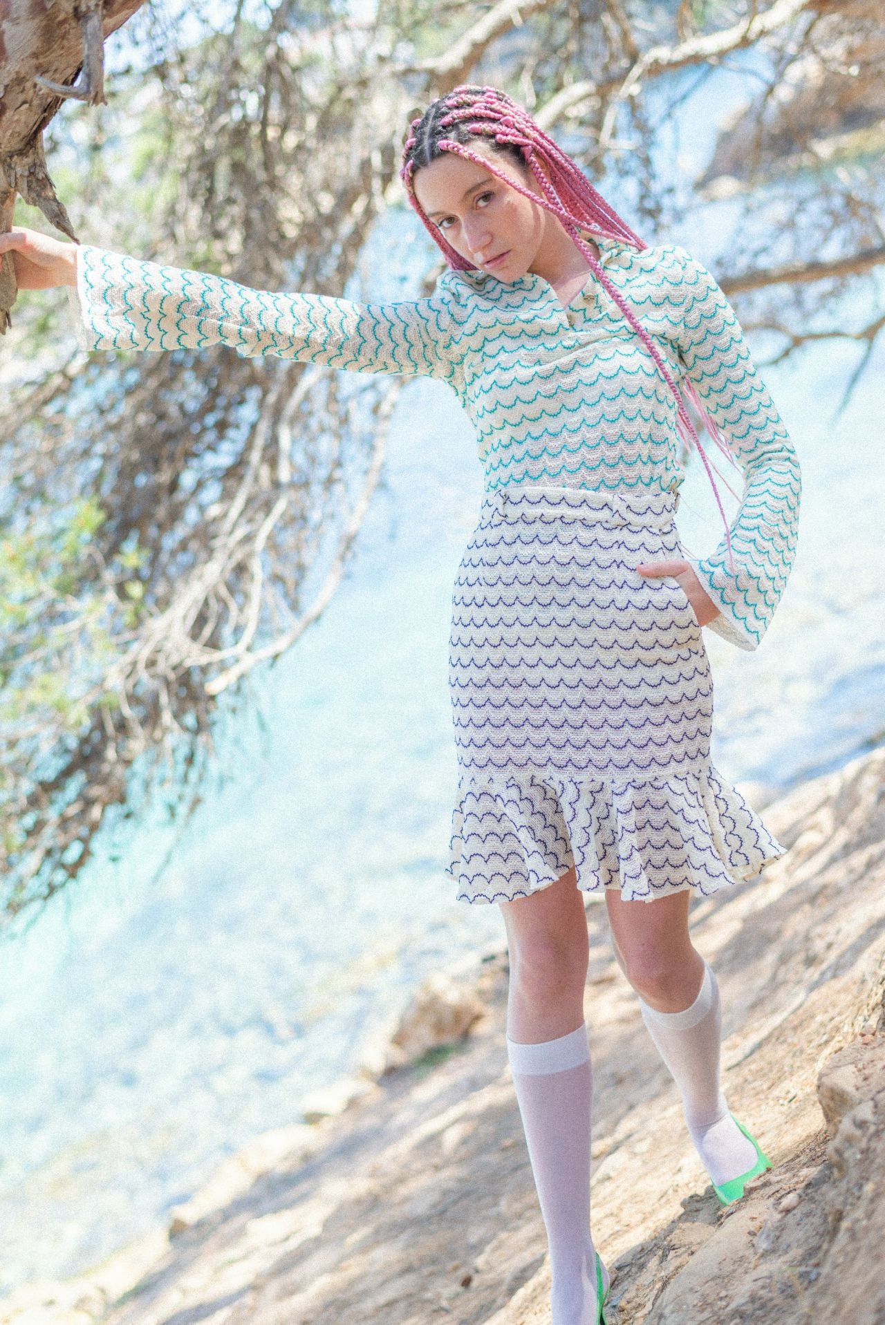 relax baby be cool cotton knit skirt with ruffled hem marine