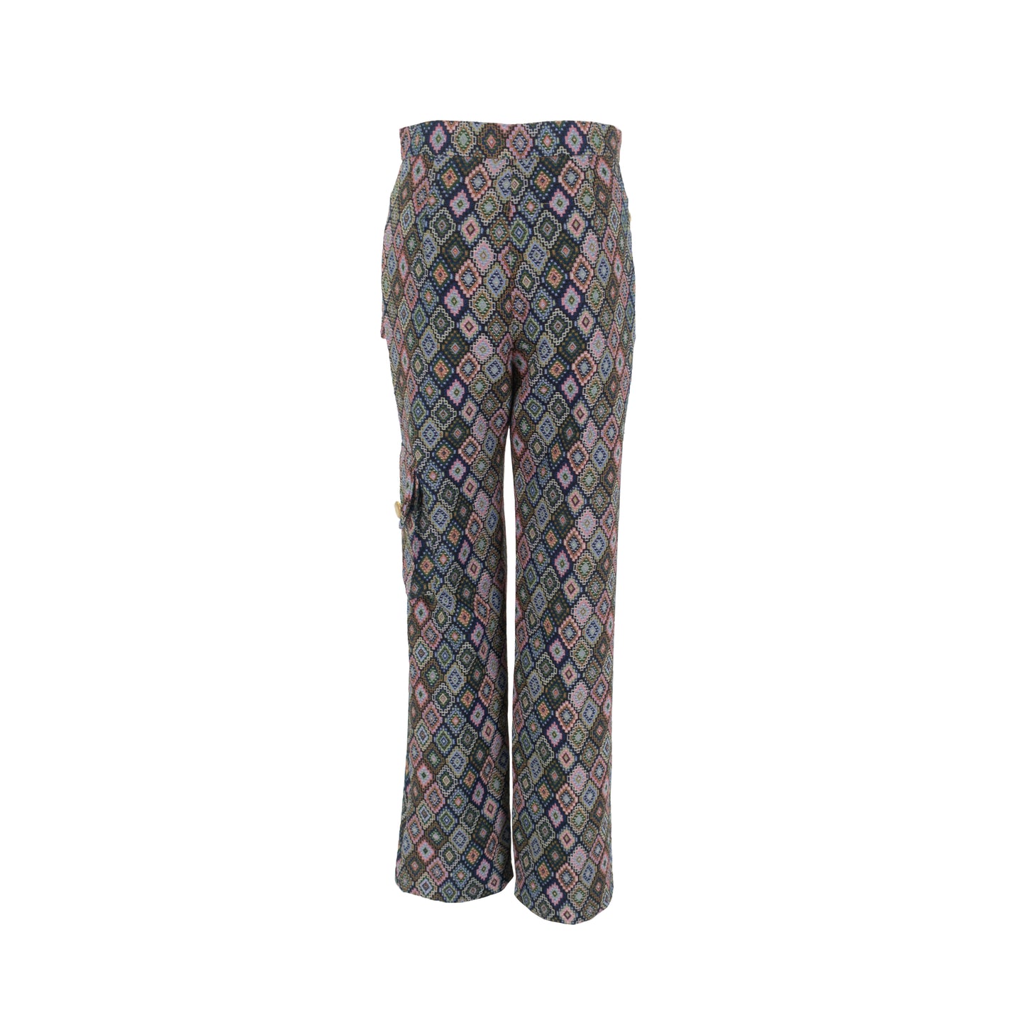 Multicolor Long Trousers with Pockets Square