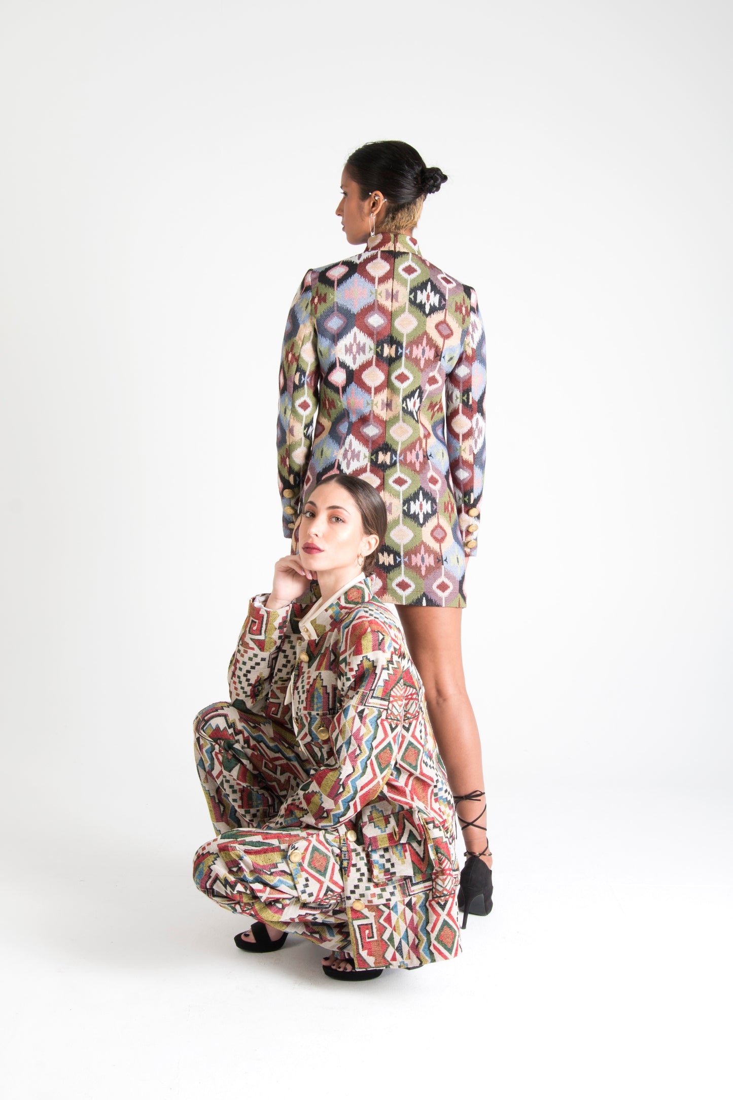 Multicolor Long Sleeve Mini Dress Circle