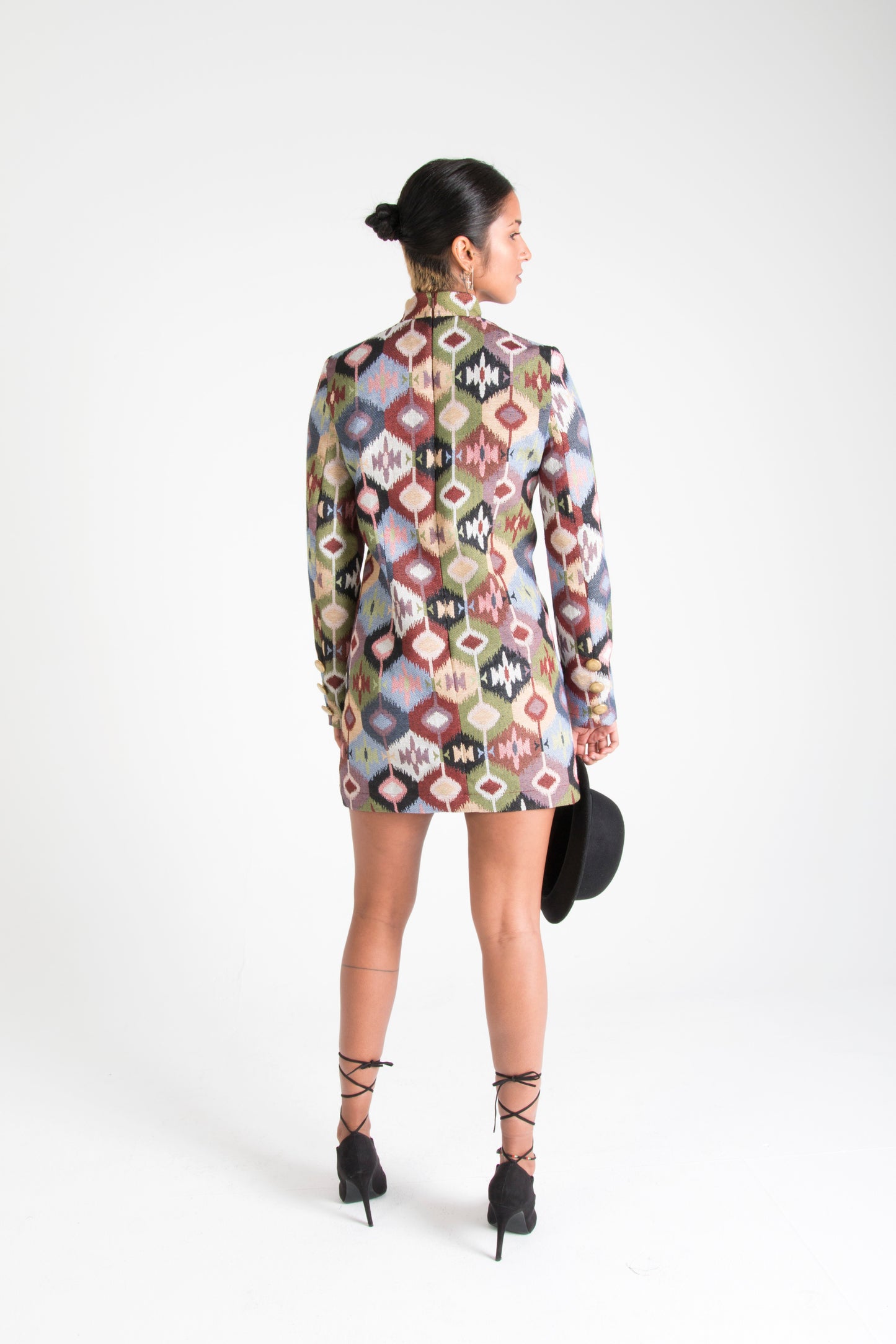 Multicolor Long Sleeve Mini Dress Circle