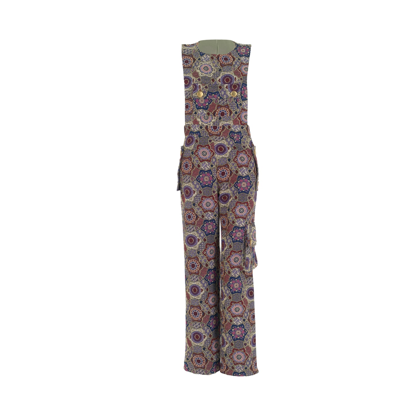 Multicolor Long Dungarees with Pockets