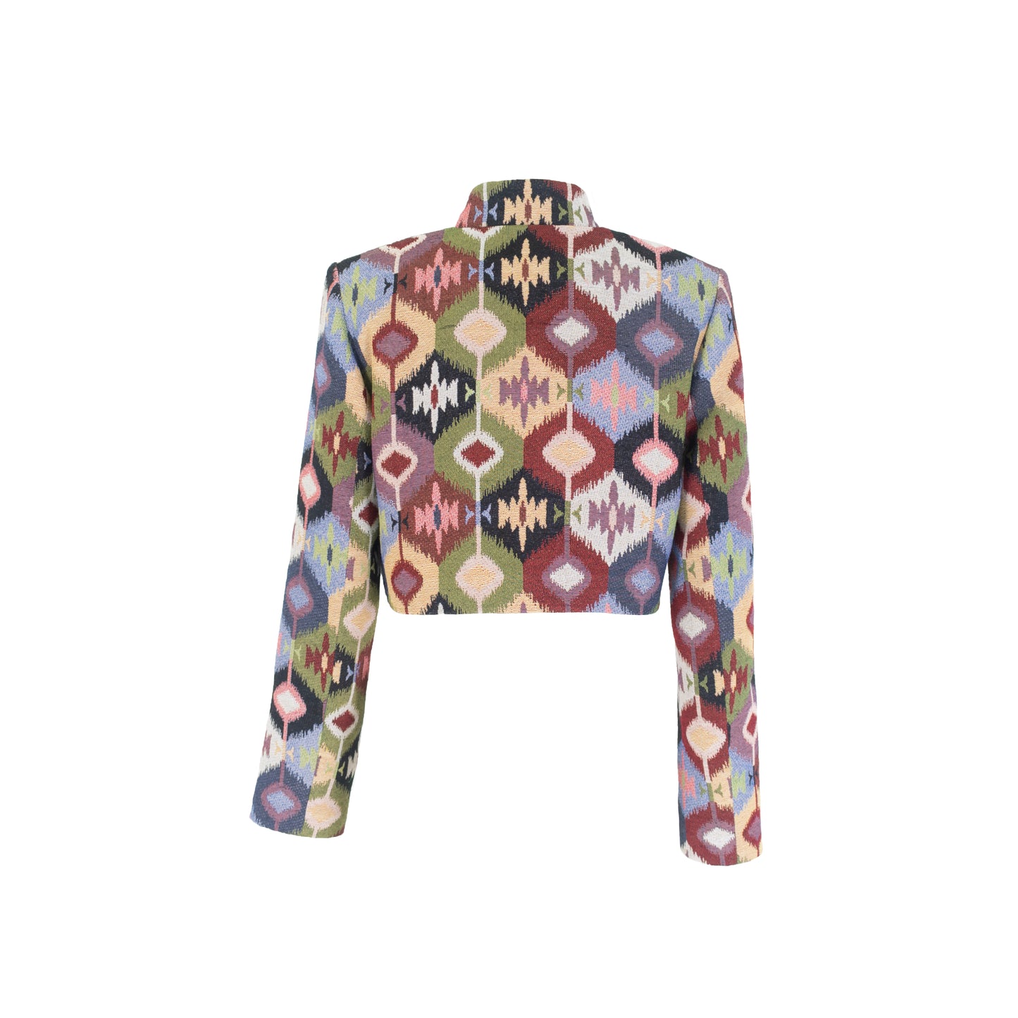 Multicolor Cropped Jacket with Pockets Circle