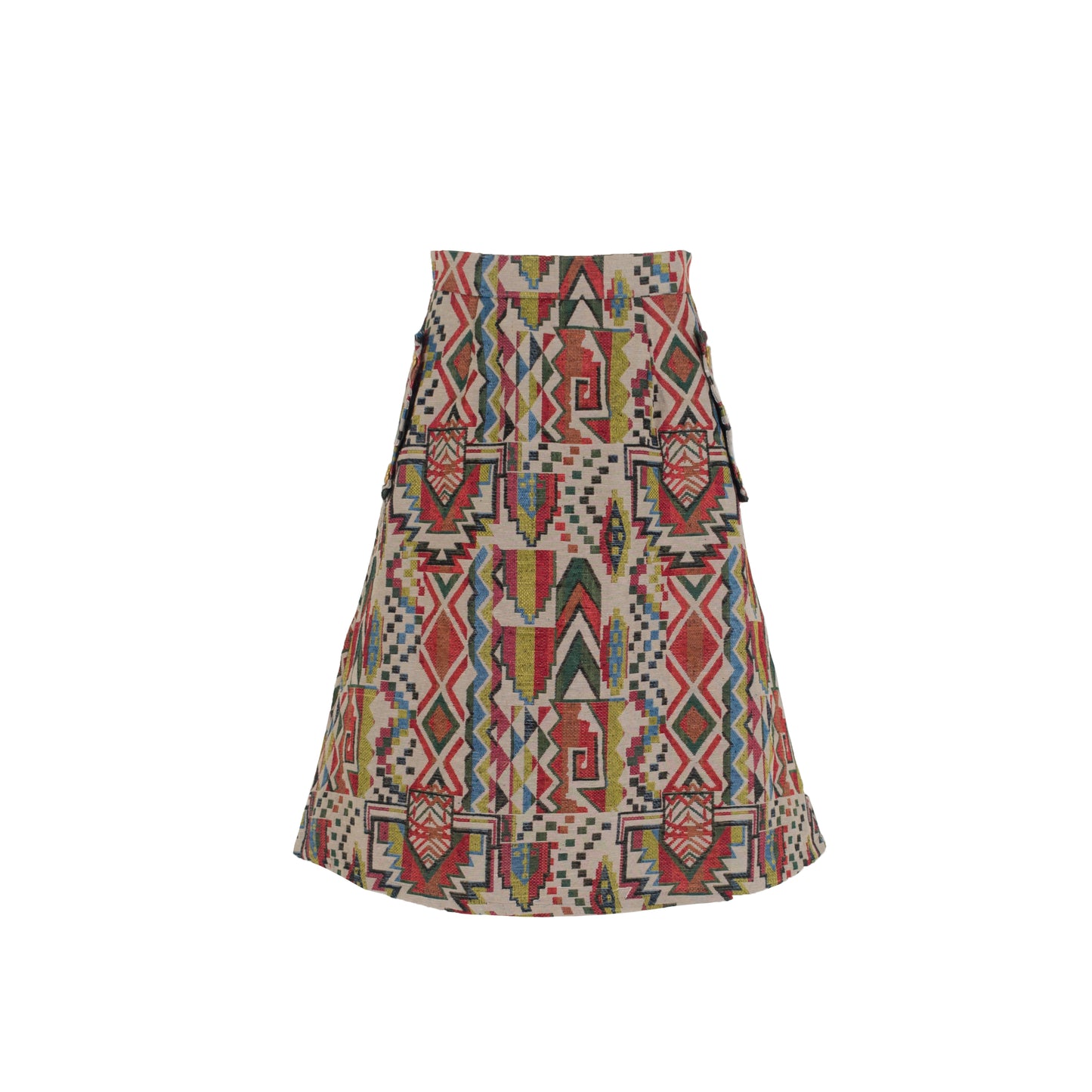 Multicolor Midi Skirt with Pockets White