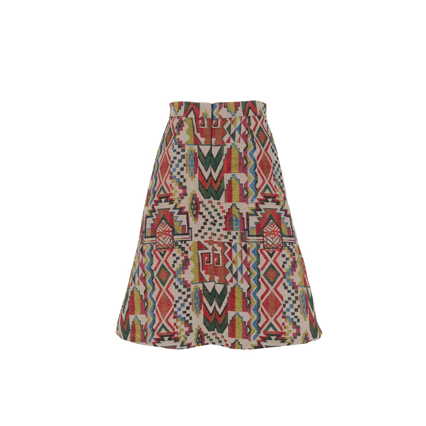 Multicolor Midi Skirt with Pockets White