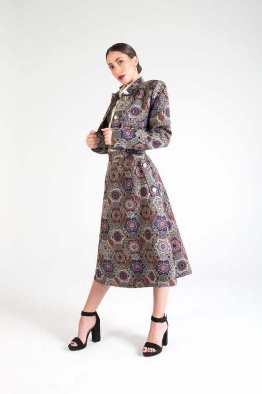 Multicolor Cropped Jacket with Pockets Indigo