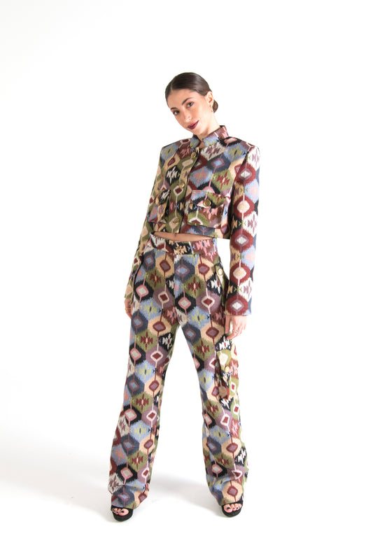 Multicolor Long Trousers with Pockets Circle