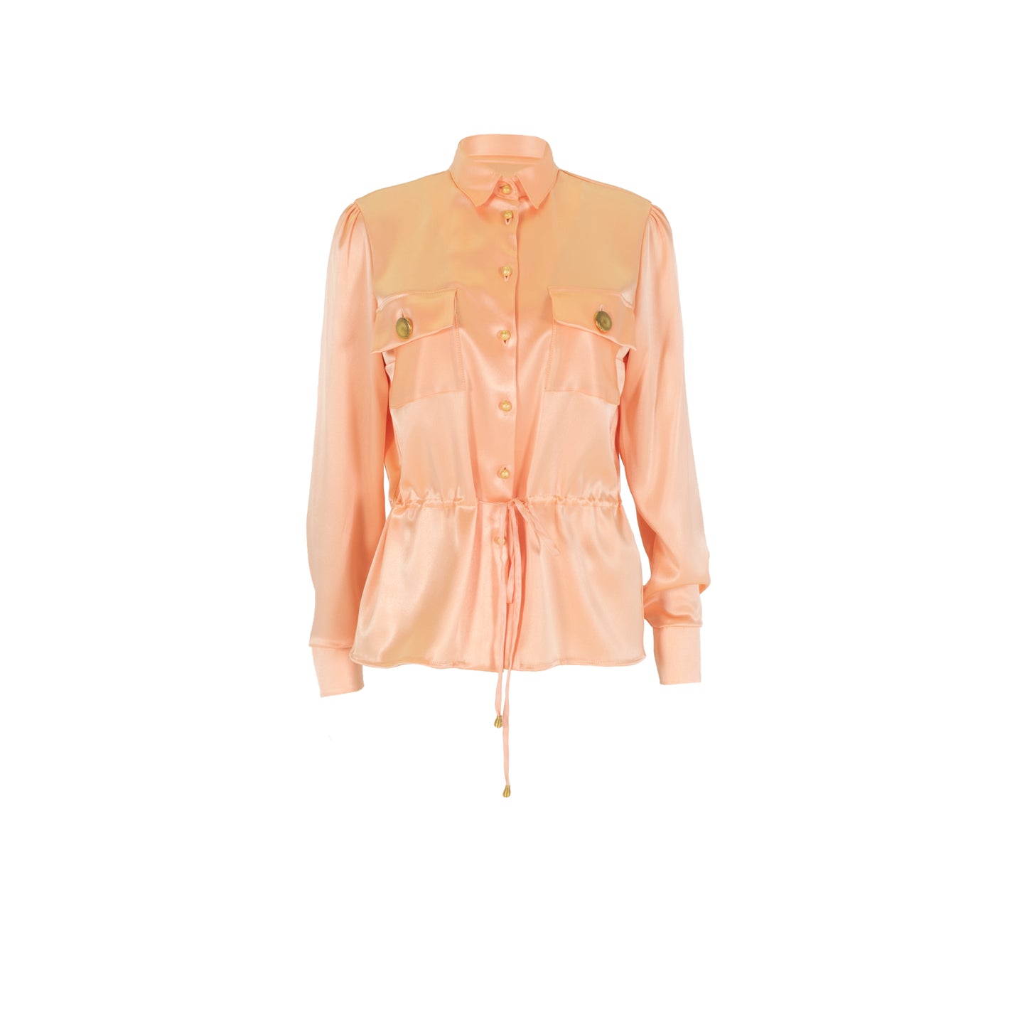 Long Sleeve Silk Tie Up Blouse Pink - PRE ORDER