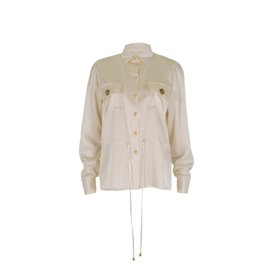 Long Sleeve Silk Shirt White